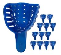 Royal Blue Premium Disposable Tracking Spacer Plastic Dental Impression Trays 12 PC Small, Medium, Large, Upper-Left, Lower-Right (#1 Upper Large)