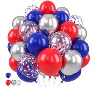 Royal Blue Red Silver Balloons - Confetti Balloons for Hero Theme Man Birthday Boys Baby Shower Wedding Anniversary Party Decorations