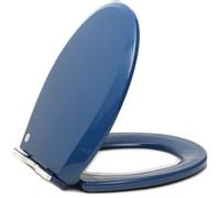 Royal Blue Round Toilet Seat with Quick Release Hinges Soft Close Lid Easy Clean O-Shaped Cover 36x41cm - Quiet & Slow Closing for Ultimate Comfort