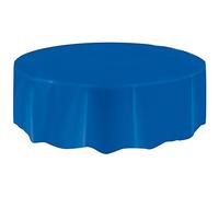 Royal Blue Solid Round Shortfold Plastic Table Cover (213cm) 1 Count - Vibrant & Durable Party Essential for Easy Cleanup and Decoration