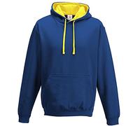 Royal Blue/Sun Yellow Varsity Hoodie, Contrast Pullover Men's Hoodie Large Plus 1 T Shirt