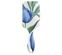 Royal Blue Tulips with Green Leaves Seamless Pattern White Background Watercolor Painting Style_3 cute massage brush for hair Designed scalp massaging for wet hair with Ergonomic handle