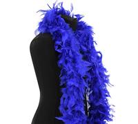 Royal Blue Turkey Feather Boa 80g Deluxe Scarf Shawl Fancy Dress | 180cm 1.8m long, mid weight, feather scarf wrap, 1920s Gatsby flapper, burlesque, party boa, photo booth props