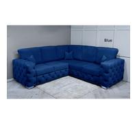 (Royal Blue Velvet, 5 Seater Corner Sofa ) SNOOZE Velvet Ashton Full Back 5 Seater Corner Sofa Sets Upholstered Plush Fabric Sofa Handmade UK