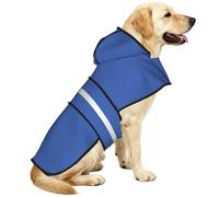 Royal Blue Waterproof Dog Raincoat And Rain Jacket With Hood, Reflective Strips And Adjustable Belly Strap, Fits Small To Large Dogs