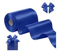 Royal Blue Wide Satin Ribbon - 100mm x 10M Solid Blue Fabric Ribbons, Thick Ribbons for Gift Wrapping Christmas Grand Opening Business Cutting Ceremony Festival Party Decoration Wedding Chair Sash