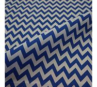 Royal Blue Zig Zag Polycotton Fabric (Per Metre)