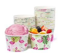 ROYAL BLUEBONNET Flamingo Snack Bowls - 48 8oz Tropical Snack Cups, Flamingo Ice Cream Bowls Disposable, Tropical Paper Cups, Flamingo Ice Cream Cups, Tropical Bowls, Flamingo Snack Cups (Flamingo)