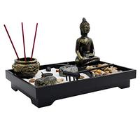 Royal Brands Zen Garden with Buddha, Rake, Tea Light Candle and Incense holder - Peace and Tranquility (9"x6"x7")