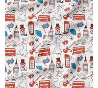 Royal Britain Coronation Quilting 100% Cotton Fabric King's UK England Flag Union Jack London Bridge Sold by Metre - Sewing Quilting Bunting - Simply Sew Crafty™ (0.5 Metre, British Bull Dog 1)