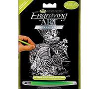 Royal Brush SILMIN-102 Tabby Cat and Kitten Mini Silver Foil Engraving Art Kit, 5 x 7