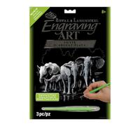 Royal Brush Silver Foil Engraving Art Kit 8"X10"-Elephant Herd