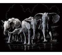 Royal Brush Silver Foil Engraving Art Kit 8"X10"-Elephant Herd