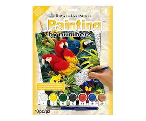 Royal Brush Various Junior Small Paint By Number Kit 8.75-inch x 11.75-inch, Majestic Macaws PJS-83