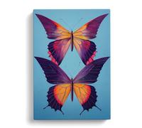 Royal Butterflies Blue, Red, Purple Canvas Print for Living Room Bedroom Home Office Décor, Wall Art Picture Ready to Hang, 30x20 Inch (76x50 cm)