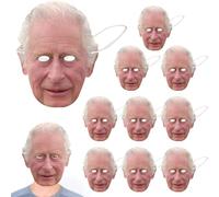 Royal Card Face - Ten Piece Set Official Coronation Faces Cover, Soft Realistic Material For King Celebration Event | Hatless Party Street Festival Supplies For Events With Friends Family