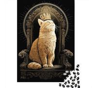 Royal Cat Throne Decor 1000-Piece Puzzle for Adults, 70x50cm/1000pcs, Smooth White Pieces for Easy Handling; for Quiet Focus at Your Own Pace