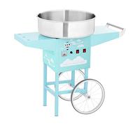 Royal Catering Candy Floss Machine, Commercial, With Cart, 1200 W | Turquoise, Measuring Spoon Included, Thermostat and Rotation Controls, Ø 52 cm, 1 Unit per 30-60 s