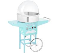 Royal Catering Candy floss machine set with cart and sneeze guard - 52 cm - 1,200 W - turquoise