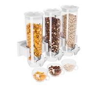 Royal Catering Cereal Dispenser Dry Food Container Triple RCCS-4.5L/3W (Capacity of 4.5 L, Transparent polystyrene, Wall mounted, Simple portioning) White