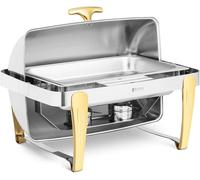 Chafing Dish - GN 1/1 - gold accents - roll top bonnet - 9 L - 2 fuel cells - Royal Catering RCCD-RT22_9LG