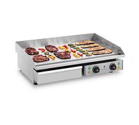 Royal Catering Electric Griddle Plate With Smooth Grill Surfaces - 2x2200W, 73x40cm RCEG-75 (Stainless Steel Housing, Steel Grill, 50-300°C)