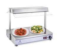 Royal Catering Electric Hot Plate, Food Warmer, Plexiglass Cover, 1100W | Buffet Warmer, 2 Halogen Lamps, Heating Surface 70 x 50 cm, 30-110C, 230 V, 2 x 300 W