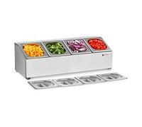 Royal Catering Gastronorm Pan Holder RCPN 4 (Stainless steel, Dishwasher-safe component parts, Incl. 4 1/6 Gastronorm containers with 4 matching lids)