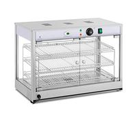 Royal Catering Hot Food Display Cabinet Commercial Food Warmer Display Case Self-Service LED 1200W 25-85°C RCHT-1200B (Stainless Steel, Tempered Glass, 3 Shelves 59x32cm, 2 Doors, Crumb Drawer)