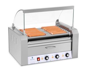 Royal Catering Hotdog Grill - 9 rollers - Warming drawers - Stainless steel RCHG-9WO