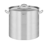 Royal Catering Induction Cooking Pot 25 l Ø 32 cm Bottom Thickness 4 mm 3-ply with Lid for All Stove Types, 20% Faster Cooking, 30% Energy Saving Stainless Steel Soup Pot