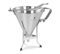 Royal Catering RCSD-11 Piston Funnel 1.8 L Stainless Steel Filling Funnel Liquor Funnel Pastry Filler (Dimensions 200x240mm, Filling Tips 4, 5, 6 mm)