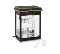 Royal Catering Popcorn Machine 5-6kg/h 1500W (Stainless Steel, Tempered Glass, Aluminium, Non-stick coating, 16 L/h, Crumb Drawer) Retro Black & Gold Popcorn Maker