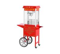 Royal Catering Popcorn Machine with trolley - 1500 W - Retro design - 195 / 235 °C - red Popcorn maker