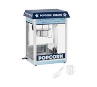 Royal Catering Popcorn Popper, 1500W, 16 L/h, Retro Blue | Stainless Steel, Tempered Glass, Aluminium, Includes Kettle, Popcorn Scoop, Measuring Cup
