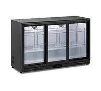 Royal Catering RC-BC009 Beverage Cooler - 318 L Black Powder-Coated Steel Drinks Fridge with Double-Walled Tempered Glass and Sliding Doors