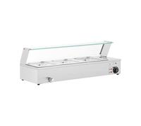 Royal Catering RCBM_GN1/2_2 Bain-Marie 2,000 W 3 GN 1/2 Drain Tap Gastronorm Container Water Bath (Stainless steel / Glass (tempered), 30 - 110 °C, Total Capacity 3 x 6 L)