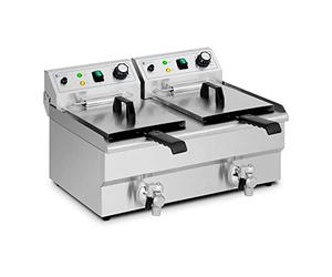 Royal Catering RCPSF 18ETH Deep Fat Fryer 2 x 9 L 230 V Electric Fryer Electric Deep Fryer Commercial Deep Fryer (Stainless Steel, 6,000 W, 50-190 °C)