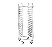 Royal Catering RCTW-16TB.1 Tray Cart Gastronorm Racking Trolley (150 kg, Storage Capacity 16 Trays 60 x 40 cm, Vertical Container Retainers) Stainless Steel