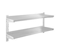 Royal Catering RCWR-120.2 Wall Shelf 2 Shelves Stainless Steel 2 x 120 x 30 cm Thickness 3.5 cm Maximum Load 70 kg