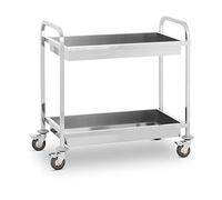 Royal Catering Serving Kitchen Tea Trolley RCGW 2 (2 Container Trays, 320 kg loading capacity, 94,5 x 49,5 x 95 cm cm, Low-vibration swivel casters, 4 Locking brakes, Stainless Steel)