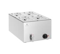 Royal Catering Stainless Steel Bain-Marie 600W 4 GN 1/4 Drain Tap Water Bath