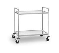 Royal Catering Stainless Steel Service Trolley Service Catering Trolley Kitchen 2 Shelves 120kg RCSW-2SQ1 (TPR Wheels, 2 Brakes, Weight Capacity 60kg/Shelf)