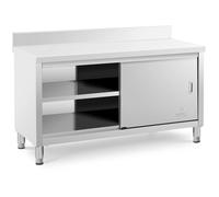 Royal Catering Stainless Steel Work Cabinet - 150 x 60 x 85 cm - upstand - 600 kg load capacity RCSSCB-150X60-E-B