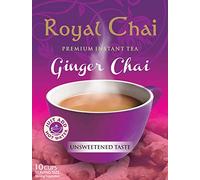 Royal Chai | Ginger Chai Sweetened | 10 Single Serving Sachets | Premium Instant Tea | 200g