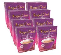 Royal Chai Premium Instant Ginger Tea - Unsweetened, Natural, 180g (Pack of 8)