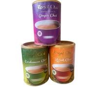 Royal Chai Unsweetened Instant Tea Bundle - 3 x 400g Tubs | Karak, Ginger and Cardamom Chai | No Added Sugar | Authentic Indian Tea | Just Add Hot Water | Sold by Bargain Hub