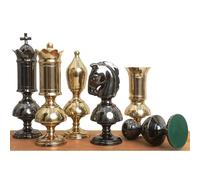 Royal Chess Mall - 6” Giant Victorian Series Brass Metal Luxury Chess Set - Pieces Only - Metallic Gold & Grey