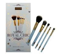Royal Chic Vegan Makeup Brush Set, 5 Pieces, Soft Synthetic Bristles, Ideal for Foundation, Shadows and Powders, Compact and Portable