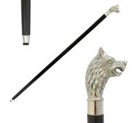 Royal Choice Collection - Brass Wolf Horn Head Handle, Wooden Cane, Victorian Style